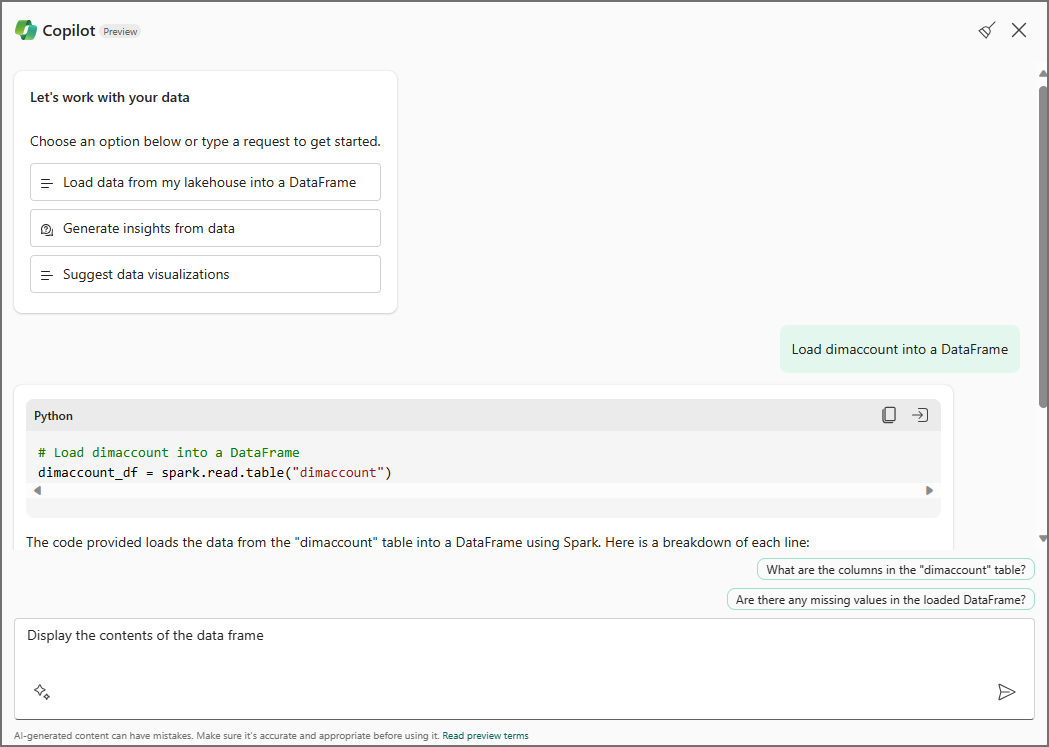 Using Copilot in Fabric Notebooks for Data Engineering: Quick Look